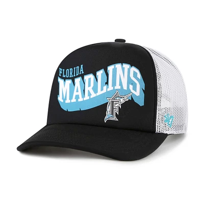 Men's '47 Black Miami Marlins Meander Foam Trucker Snapback Hat