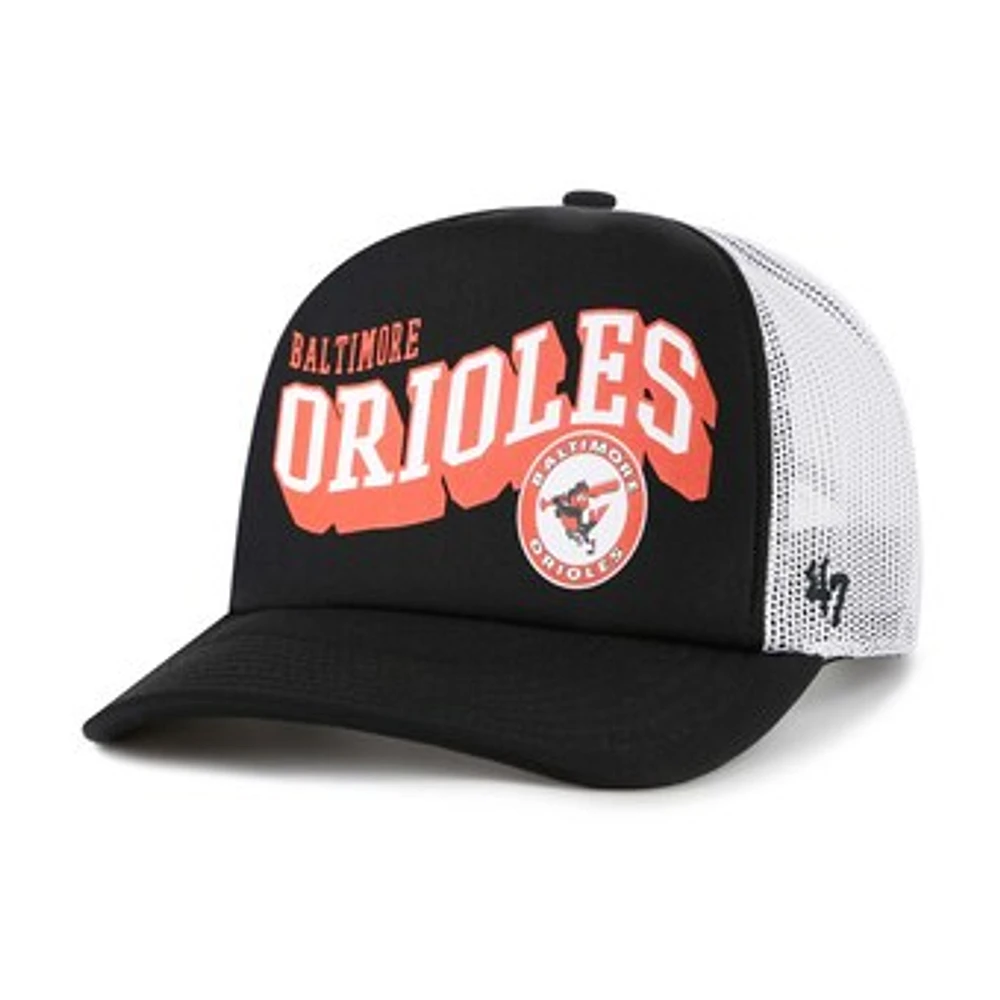 Men's '47 Black Baltimore Orioles Meander Foam Trucker Snapback Hat