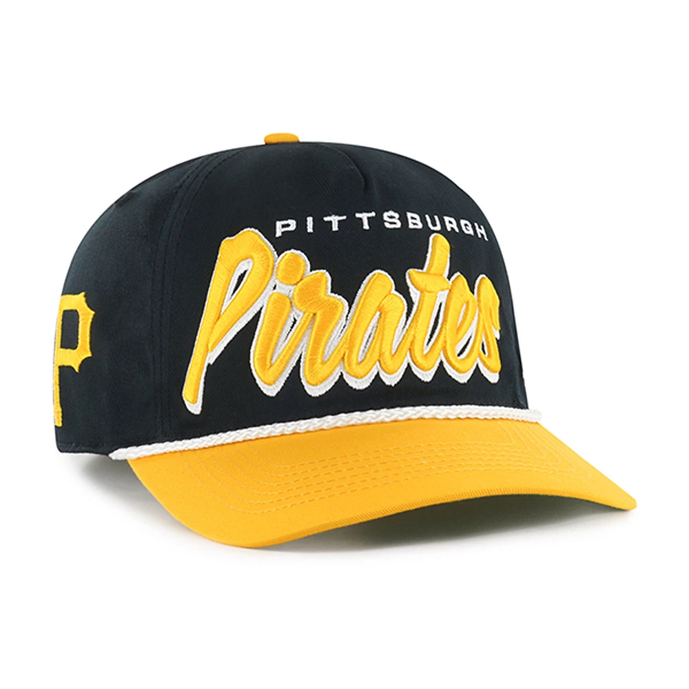 Men's '47 Black Pittsburgh Pirates Dropshadow Rope Hitch Adjustable Hat