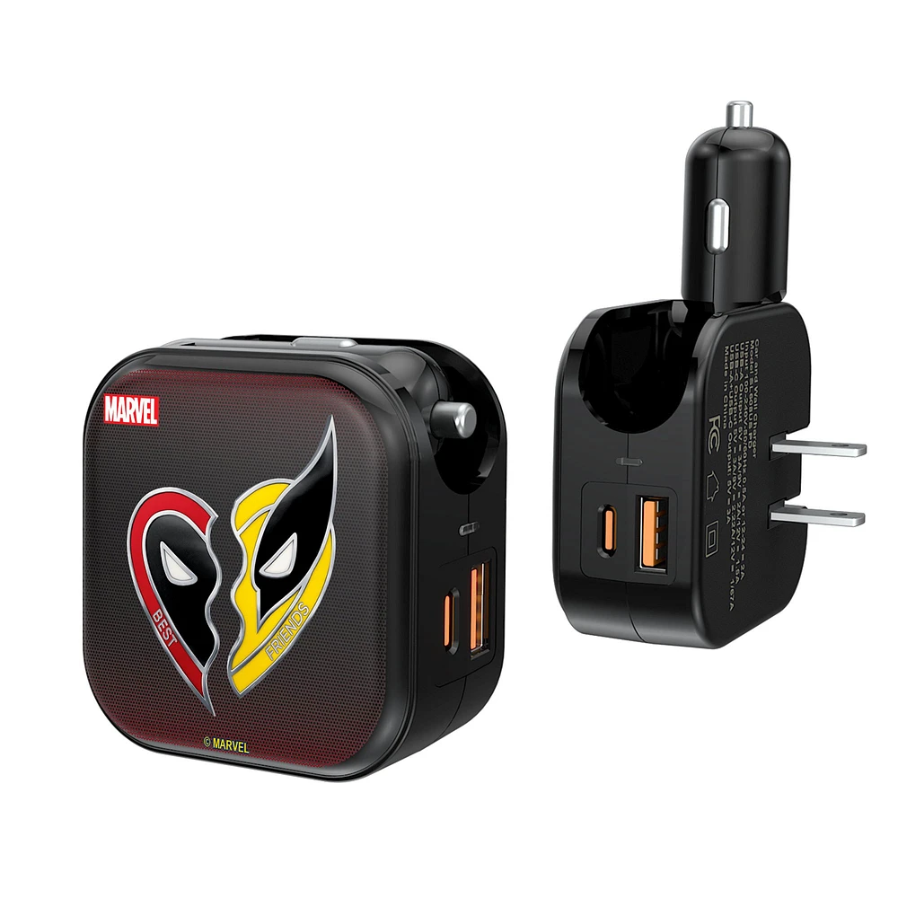 Keyscaper Deadpool & Wolverine Two-In-One USB A/C Charger