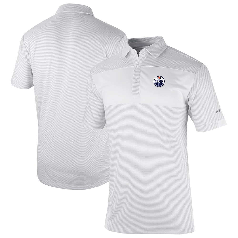 Men's Columbia White Edmonton Oilers Omni-Wick Total Control Polo