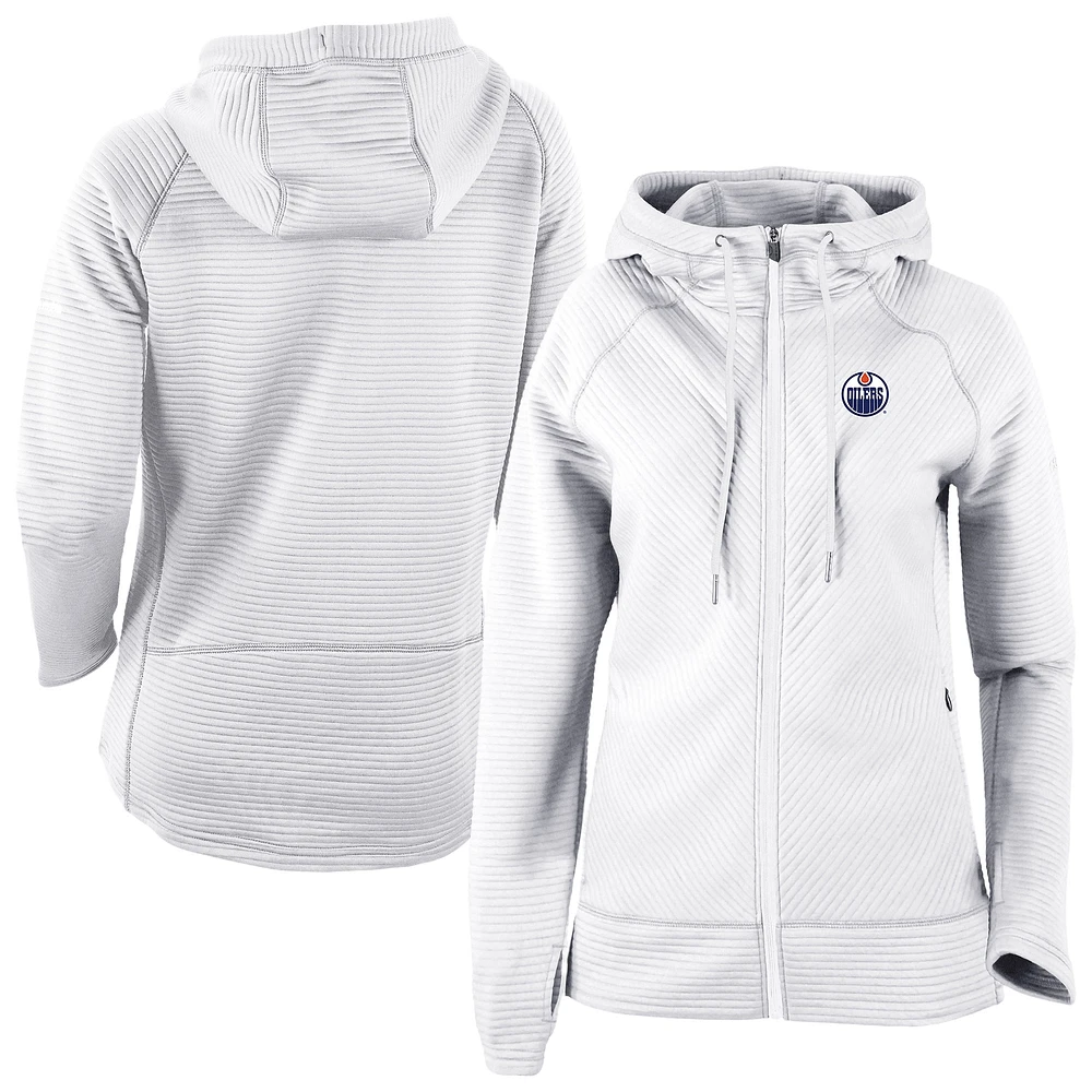 Men's Columbia White Edmonton Oilers Omni-Wick Pack It Up Full-Zip Jacket