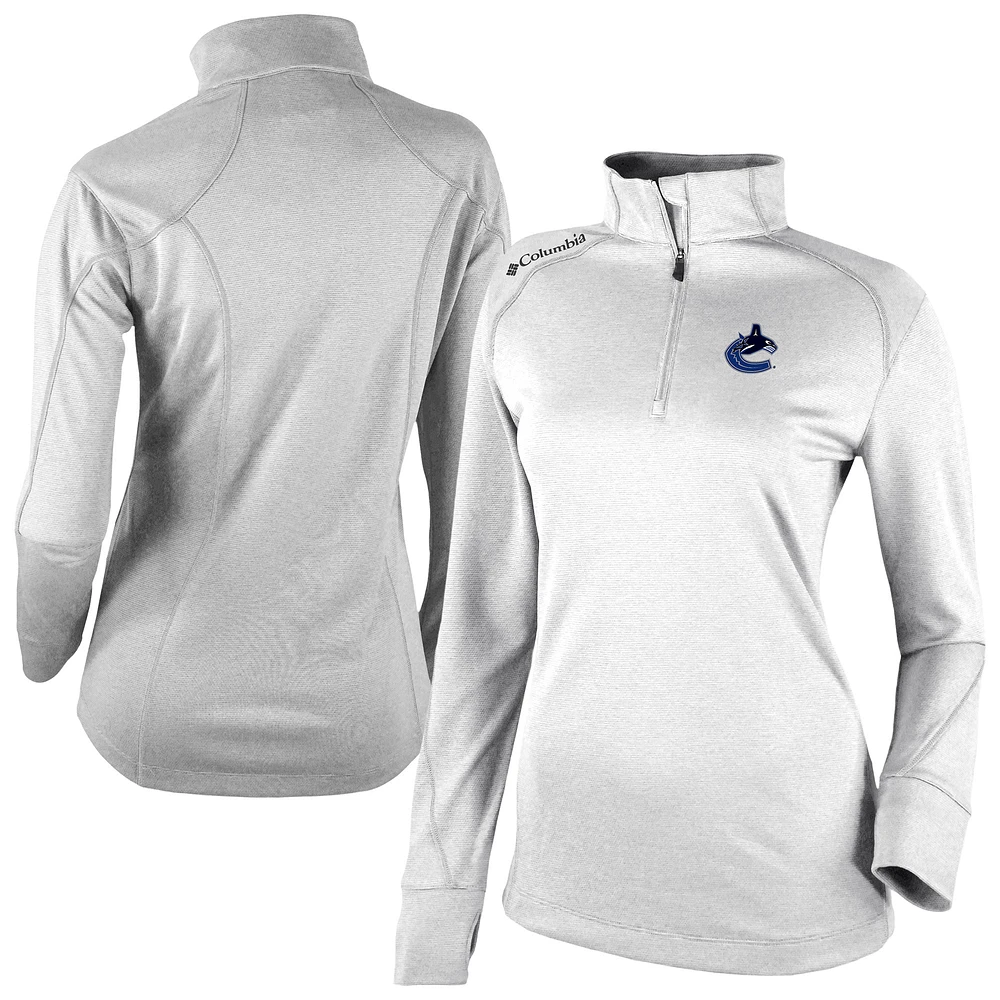 Women's Columbia White Vancouver Canucks Omni-Wick Shotgun 2.0 Quarter-Zip Pullover Top