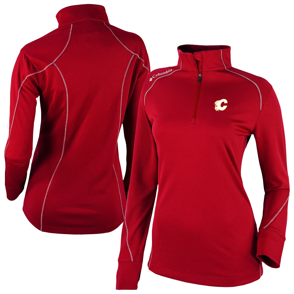 Women's Columbia Red Calgary Flames Omni-Wick Shotgun 2.0 Quarter-Zip Pullover Top