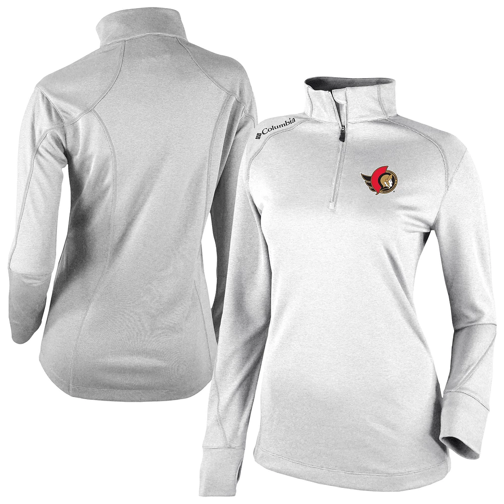 Women's Columbia White Ottawa Senators Omni-Wick Shotgun 2.0 Quarter-Zip Pullover Top
