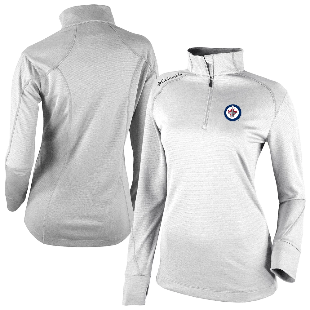 Women's Columbia White Winnipeg Jets Omni-Wick Shotgun 2.0 Quarter-Zip Pullover Top