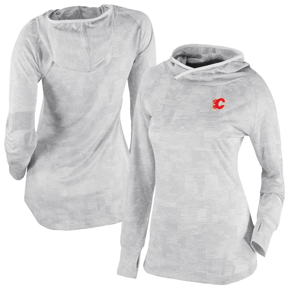 Women's Columbia White Calgary Flames Omni-Wick Sunday Ball Pullover Hoodie