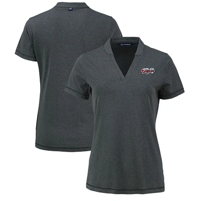 Women's Cutter & Buck Heather Black Lansing Lugnuts Forge Stretch Blade DryTec V-Neck Polo