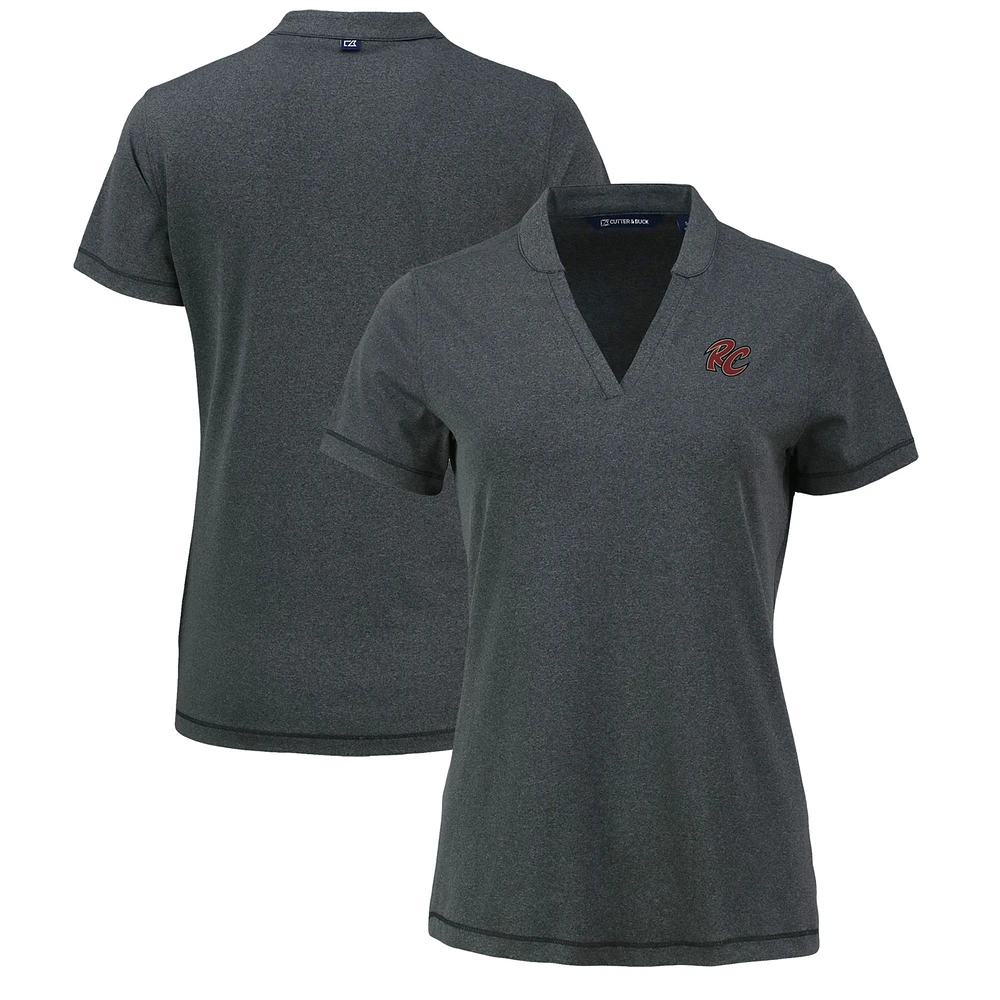 Women's Cutter & Buck Heather Black Sacramento River Cats Forge Stretch Blade DryTec V-Neck Polo