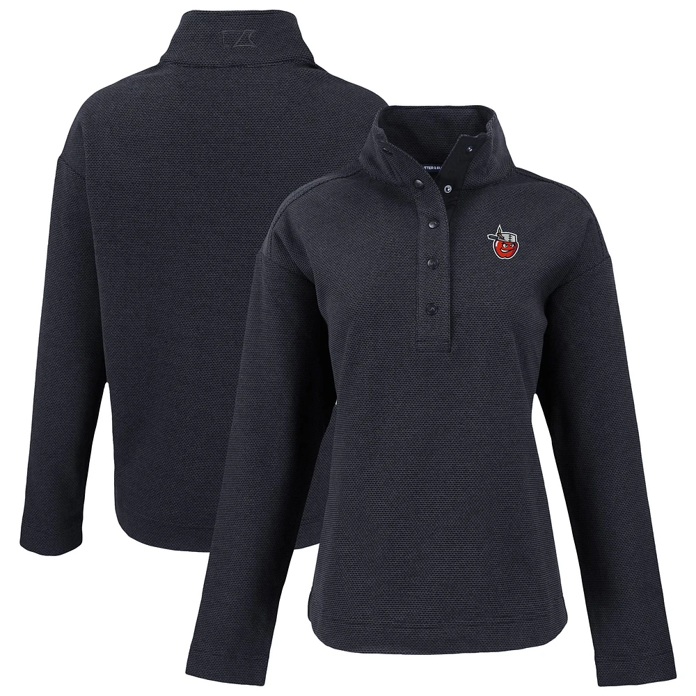 Women's Cutter & Buck Fort Wayne TinCaps Hunts Point Eco Textured Fleece Recycled Half-Snap Sweatshirt