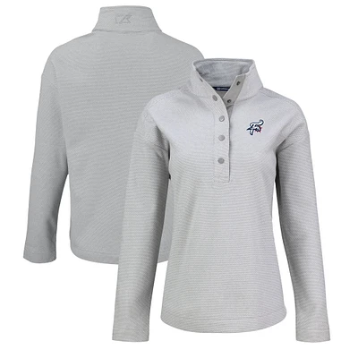 Women's Cutter & Buck Gray Reading Fightin Phils Hunts Point Eco Textured Fleece Recycled Half-Snap Sweatshirt