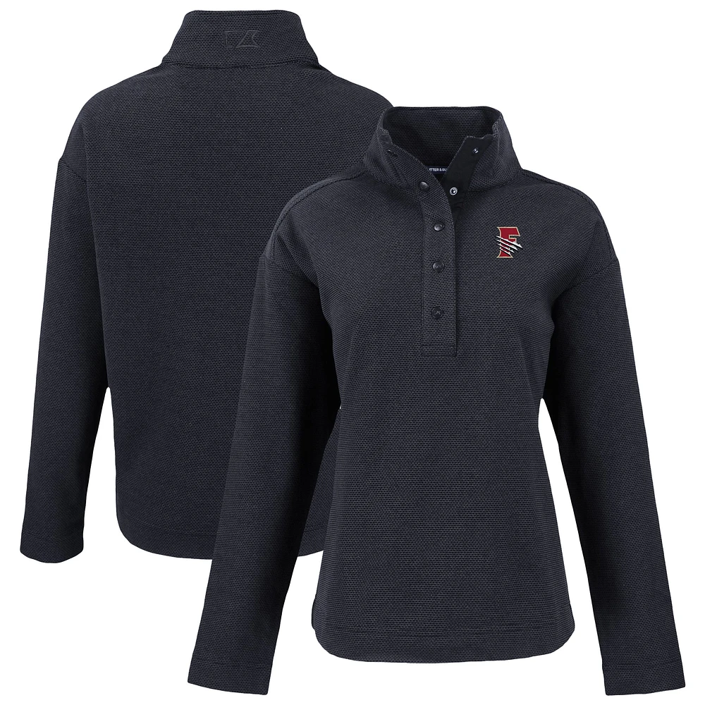 Women's Cutter & Buck Fresno Grizzlies Hunts Point Eco Textured Fleece Recycled Half-Snap Sweatshirt