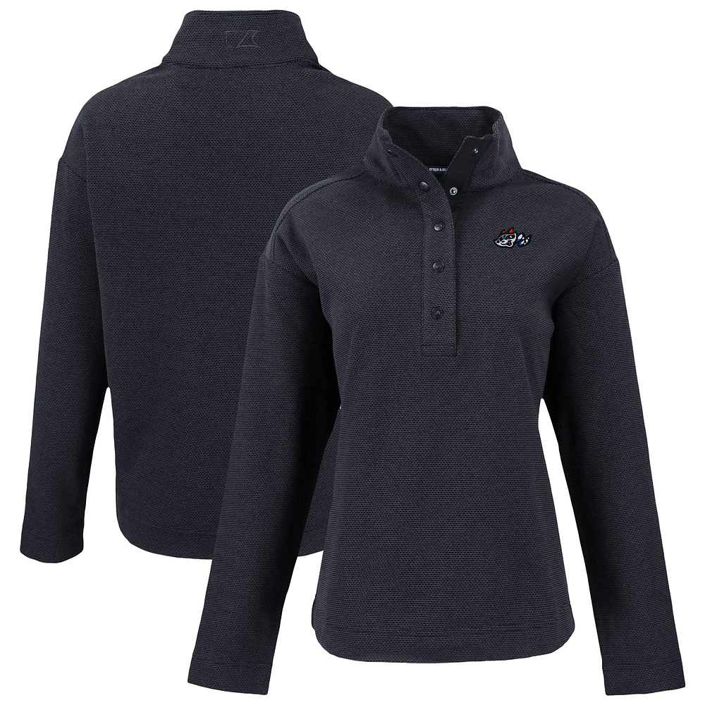 Women's Cutter & Buck Rocket City Trash Pandas Hunts Point Eco Textured Fleece Recycled Half-Snap Sweatshirt