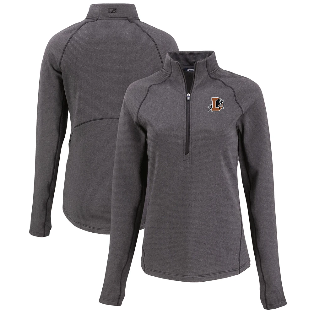 Women's Cutter & Buck Heather Durham Bulls Peshastin Eco Fleece Recycled Half-Zip Pullover Top