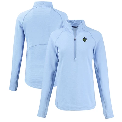 Women's Cutter & Buck Heather Powder Blue Hillsboro Hops Peshastin Eco Fleece Recycled Half-Zip Pullover Top