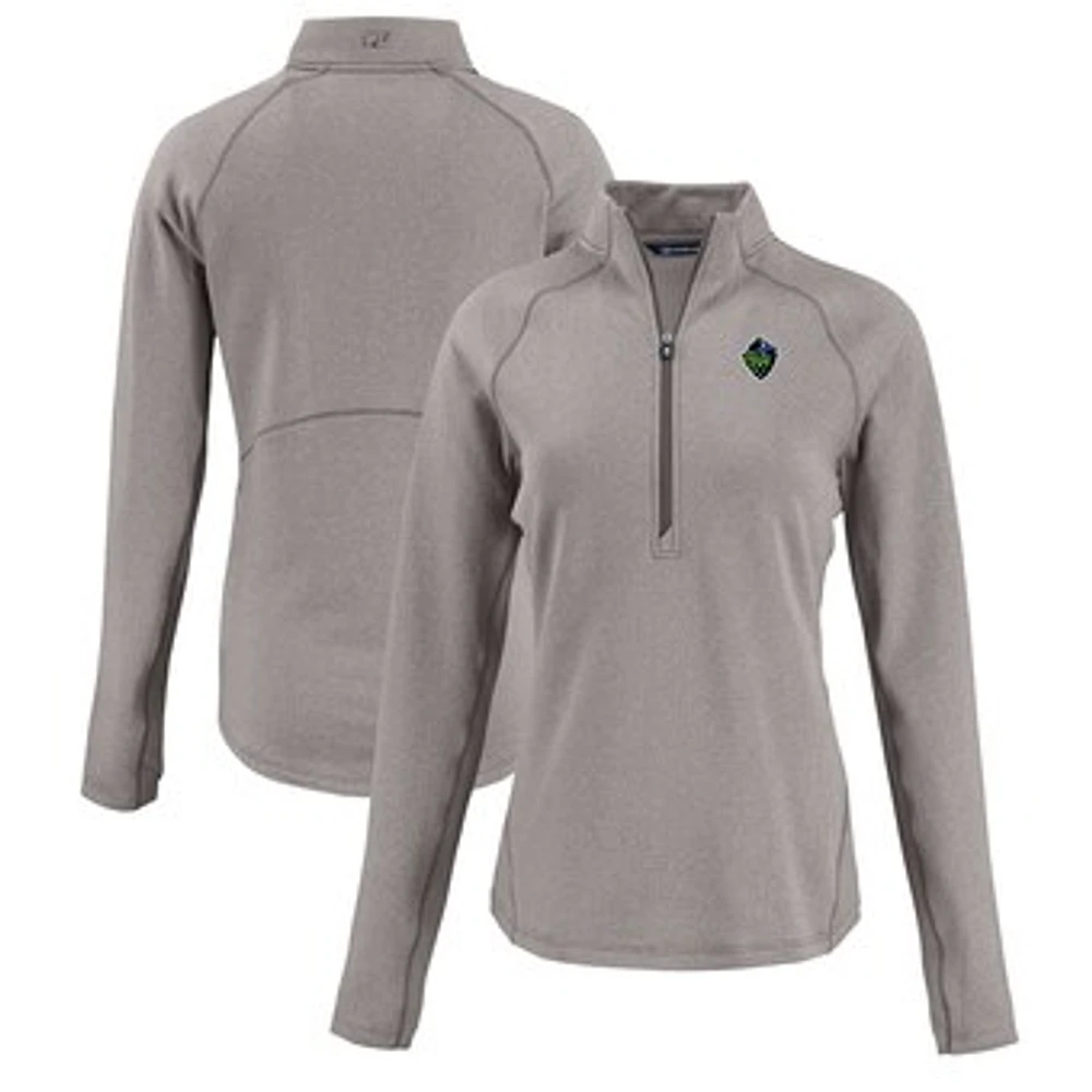 Women's Cutter & Buck Heather Gray Hillsboro Hops Peshastin Eco Fleece Recycled Half-Zip Pullover Top