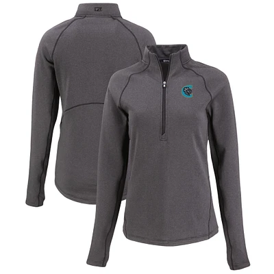 Women's Cutter & Buck Heather Charlotte Knights Peshastin Eco Fleece Recycled Half-Zip Pullover Top