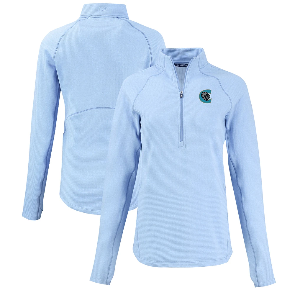 Women's Cutter & Buck Heather Powder Blue Charlotte Knights Peshastin Eco Fleece Recycled Half-Zip Pullover Top