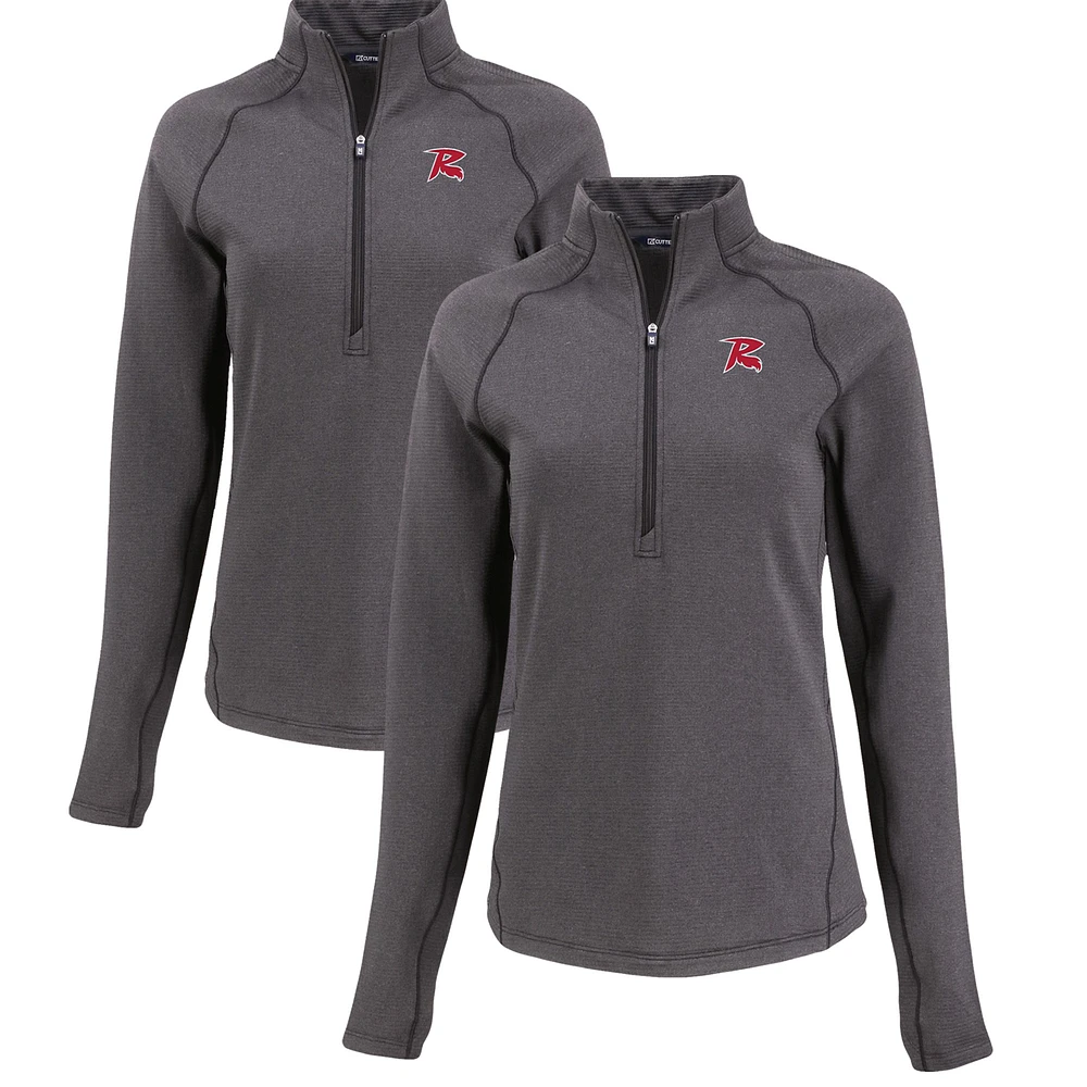Women's Cutter & Buck Heather Black Richmond Flying Squirrels Peshastin Eco Fleece Recycled Half-Zip Pullover Top