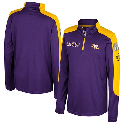 Youth Colosseum Purple LSU Tigers OHT Military Appreciation Cyclone Quarter-Zip Windshirt