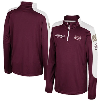 Youth Colosseum Maroon Mississippi State Bulldogs OHT Military Appreciation Cyclone Quarter-Zip Windshirt