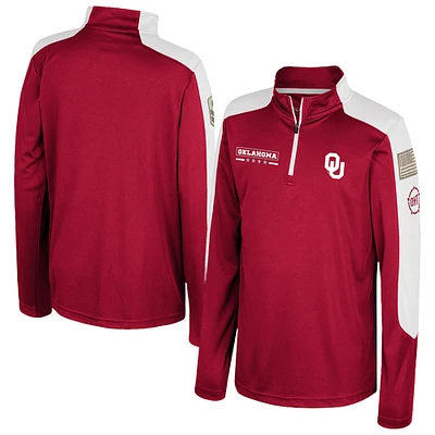 Youth Colosseum Crimson Oklahoma Sooners OHT Military Appreciation Cyclone Quarter-Zip Windshirt