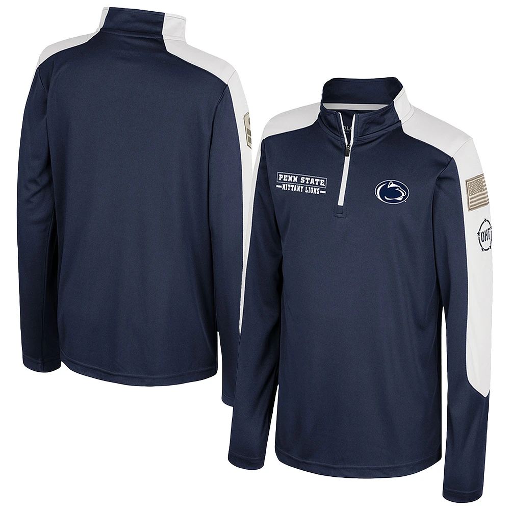 Youth Colosseum Navy Penn State Nittany Lions OHT Military Appreciation Cyclone Quarter-Zip Windshirt