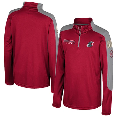 Youth Colosseum Crimson Washington State Cougars OHT Military Appreciation Cyclone Quarter-Zip Windshirt