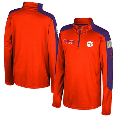 Youth Colosseum Orange Clemson Tigers OHT Military Appreciation Cyclone Quarter-Zip Windshirt