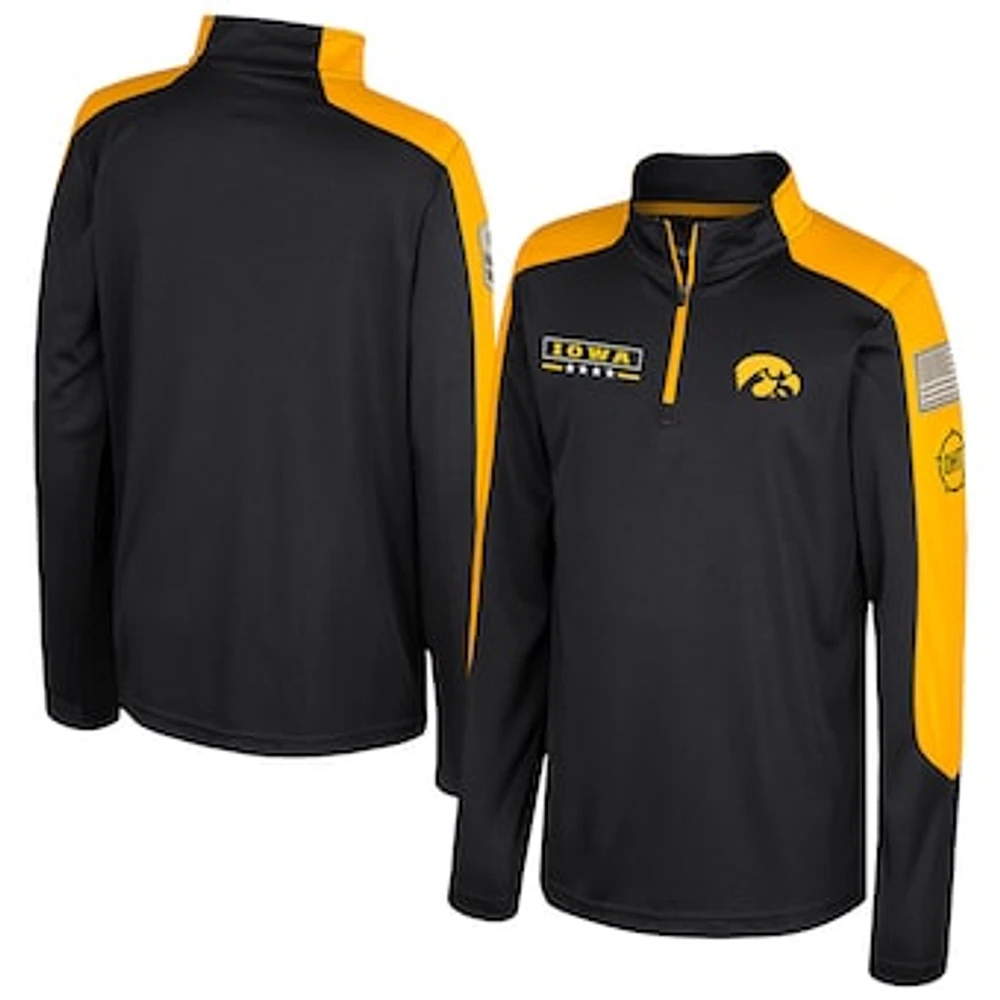 Youth Colosseum Black Iowa Hawkeyes OHT Military Appreciation Cyclone Quarter-Zip Windshirt