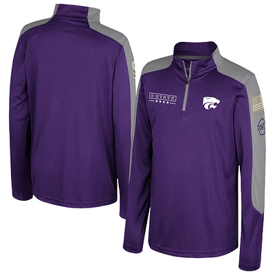 Youth Colosseum Purple Kansas State Wildcats OHT Military Appreciation Cyclone Quarter-Zip Windshirt