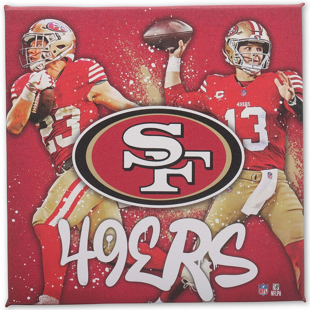 San Francisco 49ers 12" x 12" Team Logo and Players Splash Canvas Art