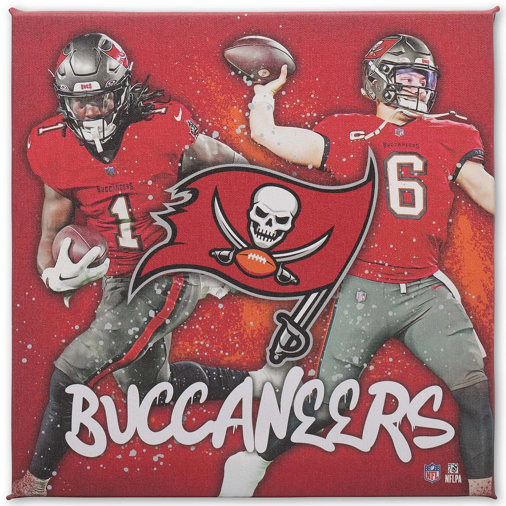 Tampa Bay Buccaneers 12" x 12" Team Logo and Players Splash Canvas Art