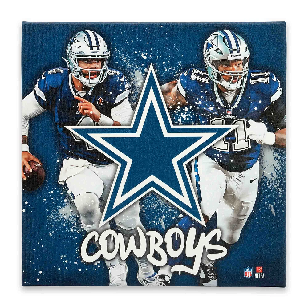 Dallas Cowboys 12" x 12" Team Logo and Players Splash Canvas Art