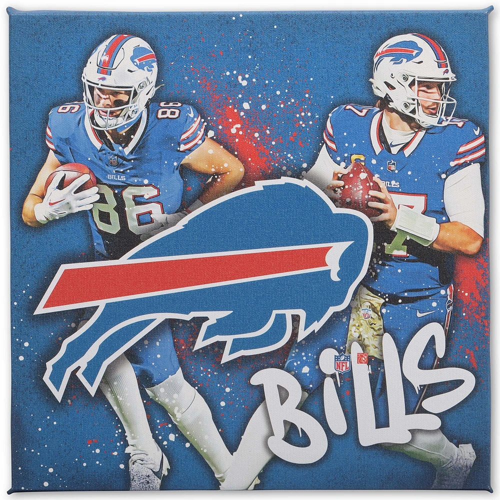 Buffalo Bills 12" x 12" Team Logo and Players Splash Canvas Art