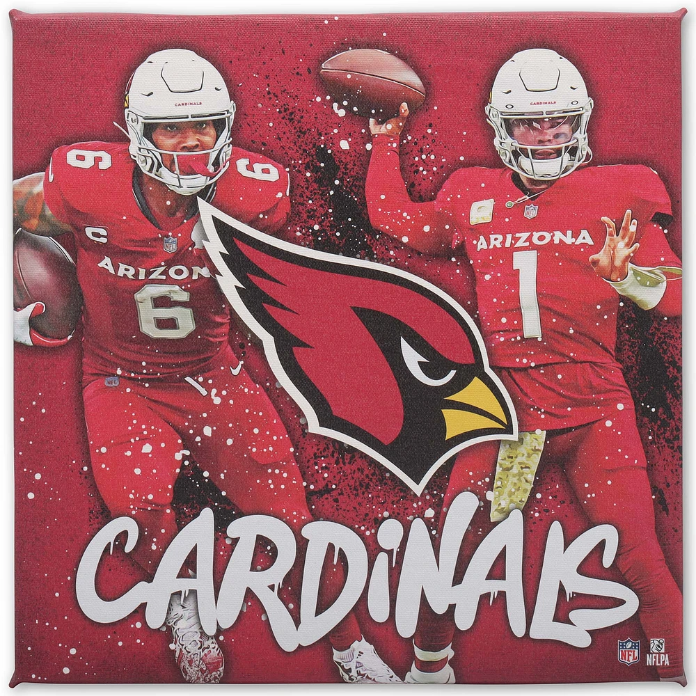 Arizona Cardinals 12" x 12" Team Logo and Players Splash Canvas Art