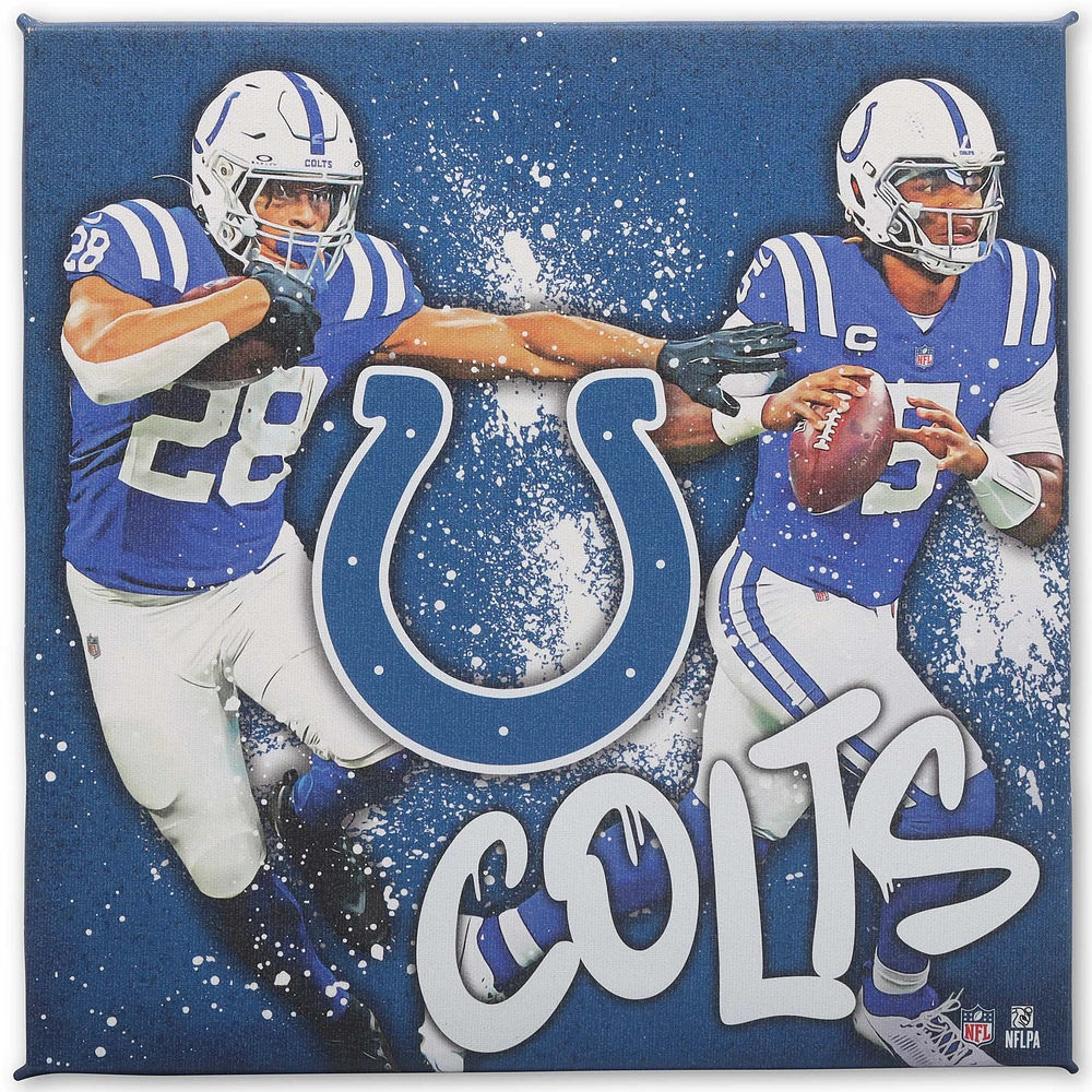 Indianapolis Colts 12" x 12" Team Logo and Players Splash Canvas Art