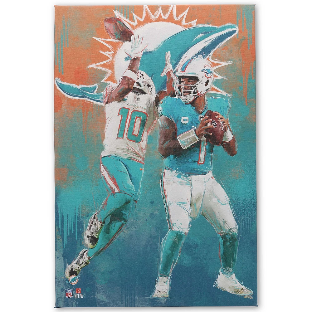 Miami Dolphins 15" x 23" Graffiti Canvas Wall Art