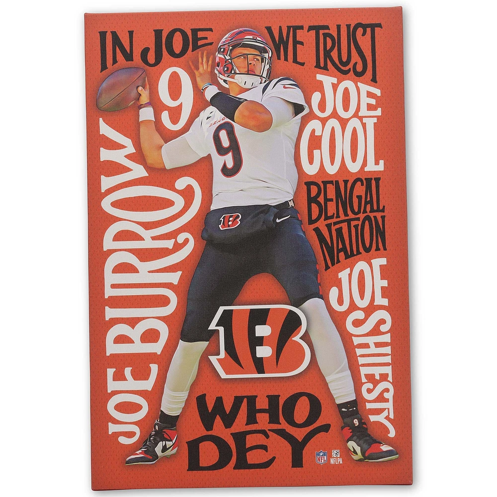 Joe Burrow Cincinnati Bengals 15" x 23" Winning Words Canvas Wall Art