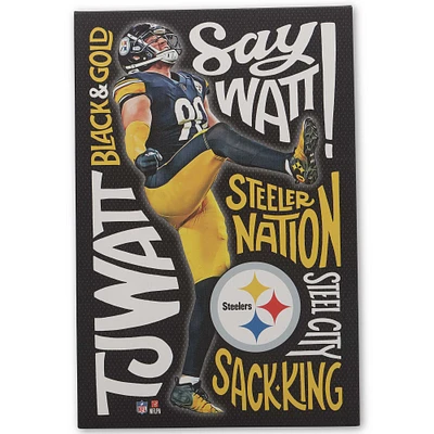 T.J. Watt Pittsburgh Steelers 15" x 23" Winning Words Canvas Wall Art