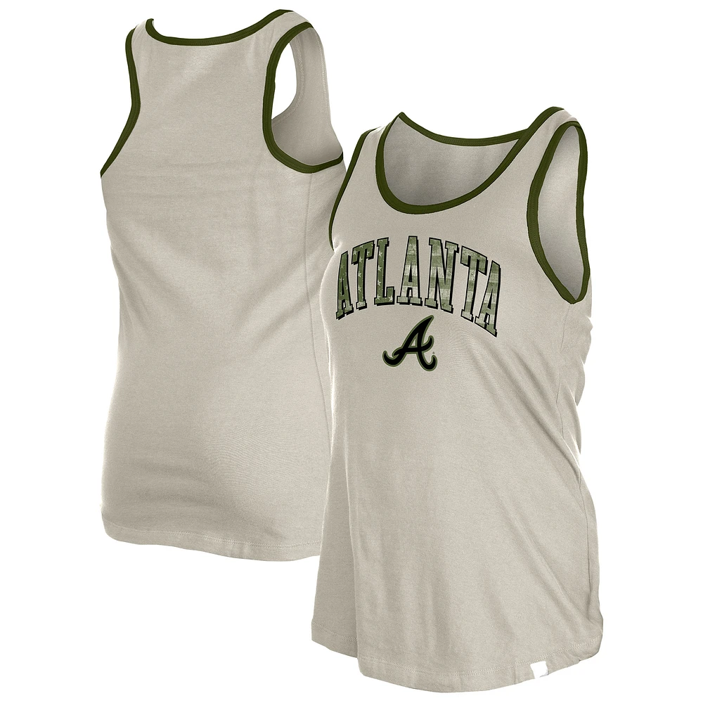 Women's New Era Cream Atlanta Braves Armed Forces Tank Top