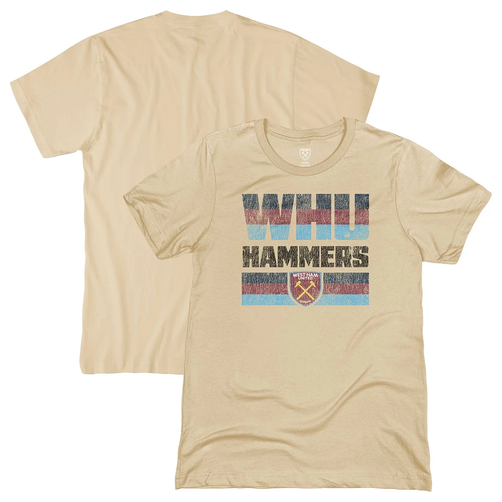 Men's 1863FC Tan West Ham United Retro Stripes T-Shirt
