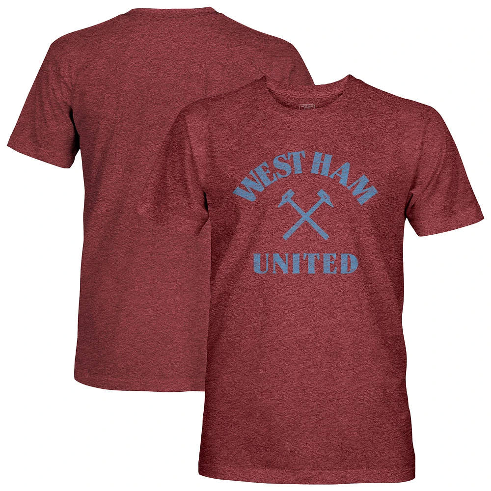 Men's 1863FC Heather Claret West Ham United Team Arch Vintage Tri-Blend T-Shirt