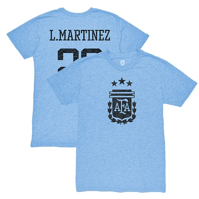 Men's 1863FC Lautaro Martinez Light Blue Argentina National Team Retro Player Tri-Blend T-Shirt