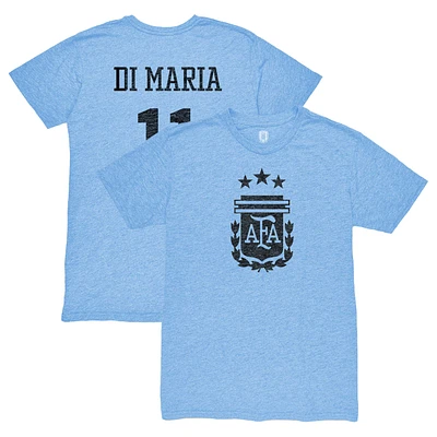 Men's 1863FC Angel Di Maria Light Blue Argentina National Team Retro Player Tri-Blend T-Shirt