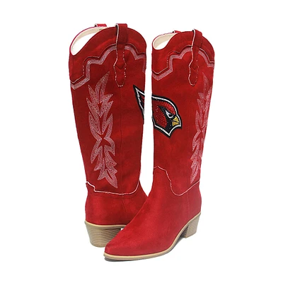Women's Cuce Cardinal Arizona Cardinals Rhinestone Faux Suede Cowboy Boots