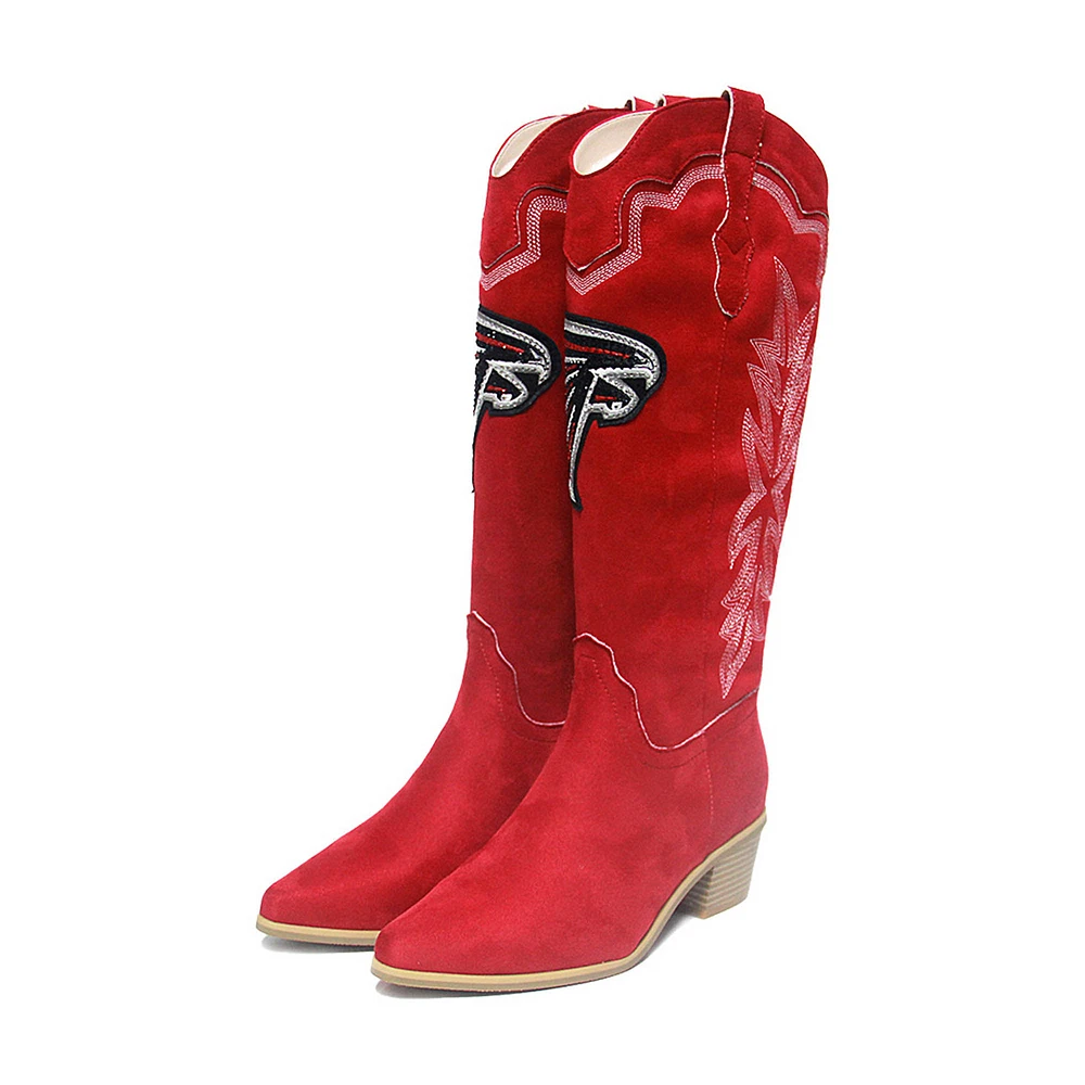 Women's Cuce Red Atlanta Falcons Rhinestone Faux Suede Cowboy Boots