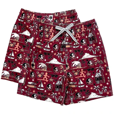 Youth Wes & Willy Garnet Florida State Seminoles Luau Swim Trunks