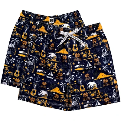 Youth Wes & Willy Navy Notre Dame Fighting Irish Luau Swim Trunks