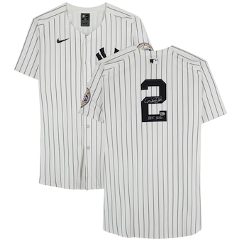 Derek Jeter New York Yankees Autographed White Nike Hall of Fame Patch Elite Jersey with "HOF 2020" Inscription